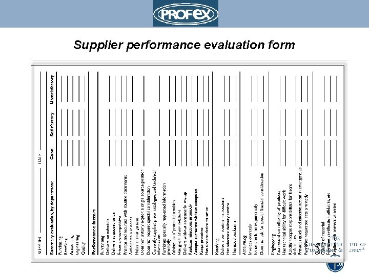 Supplier performance evaluation form 