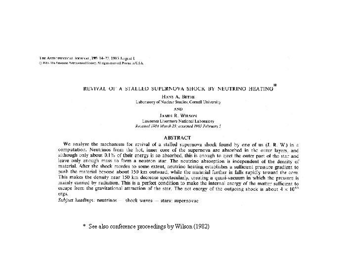 * * See also conference proceedings by Wilson (1982) 