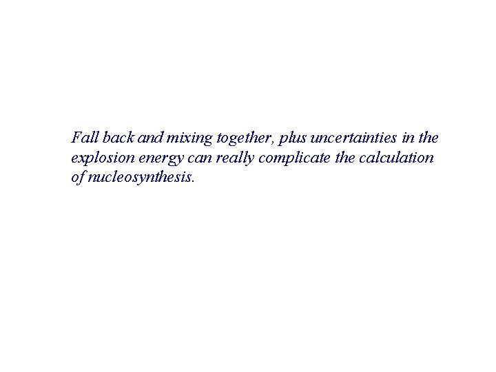 Fall back and mixing together, plus uncertainties in the explosion energy can really complicate