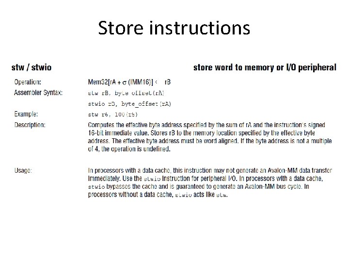 Store instructions 