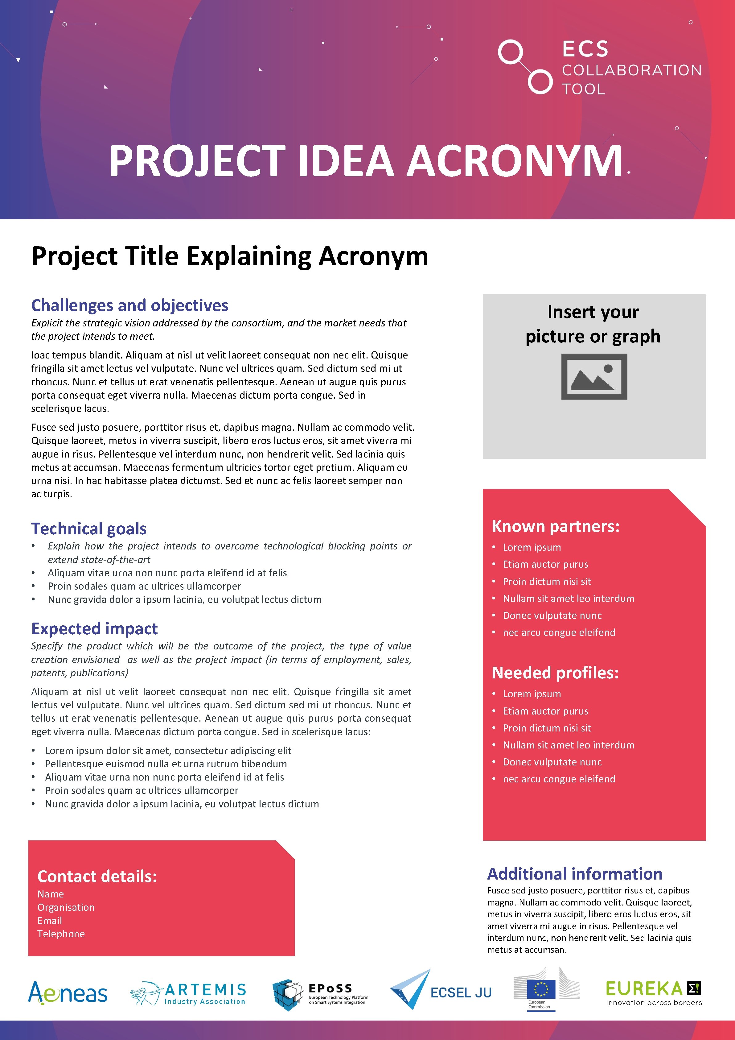 PROJECT IDEA ACRONYM Project Title Explaining Acronym Challenges and objectives Explicit the strategic vision