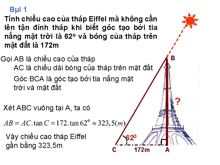 Bµi 1 Tính chiều cao của tháp Eiffel mà không cần lên tận đỉnh