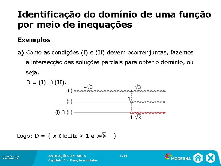 Identificação do domínio de uma função por meio de inequações Exemplos a) Como as