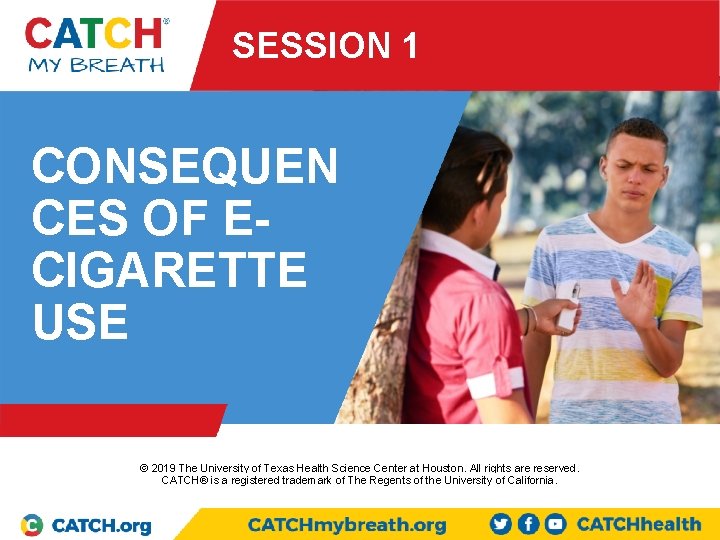 SESSION 1 CONSEQUEN CES OF ECIGARETTE USE PRESENTED BY © 2019 The University of