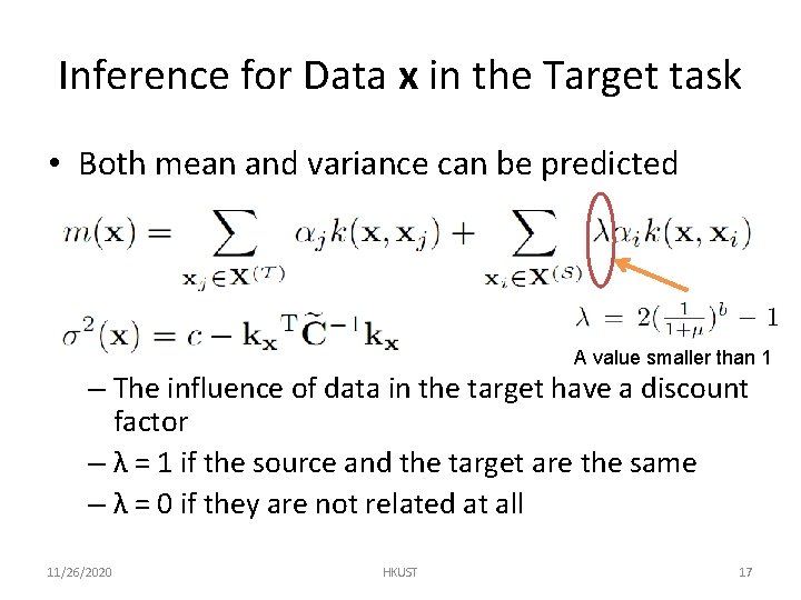 Inference for Data x in the Target task • Both mean and variance can