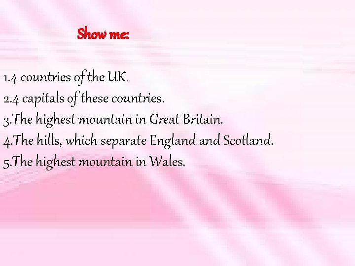 Show me: 1. 4 countries of the UK. 2. 4 capitals of these countries.