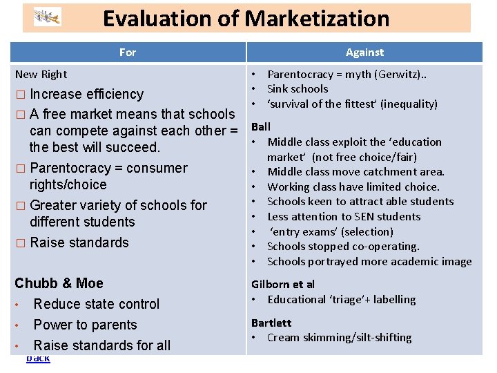 Evaluation of Marketization For New Right � Increase efficiency � A free market means