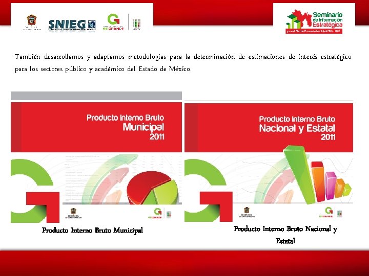 También desarrollamos y adaptamos metodologías para la determinación de estimaciones de interés estratégico para