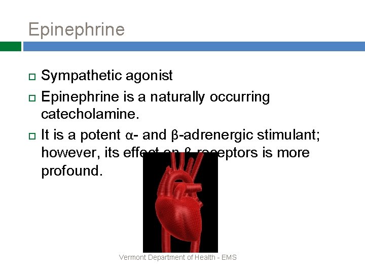 Epinephrine Sympathetic agonist Epinephrine is a naturally occurring catecholamine. It is a potent α-