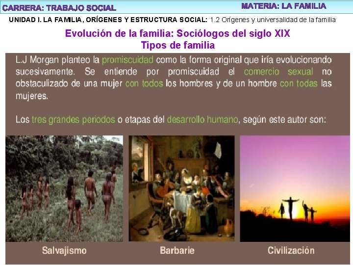 UNIDAD I. LA FAMILIA, ORÍGENES Y ESTRUCTURA SOCIAL: 1. 2 Orígenes y universalidad de