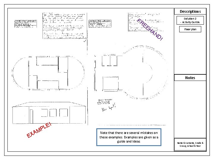 Descriptions FR EE Solution 2 - Activity Centre HA ND Floor plan ! Notes Descriptions FR EE Solution 2 - Activity Centre HA ND Floor plan ! Notes