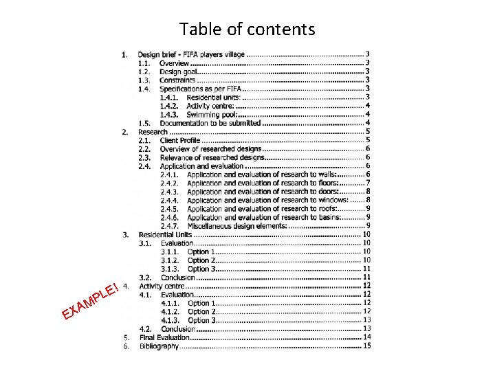 Table of contents ! AM X E E PL Table of contents ! AM X E E PL