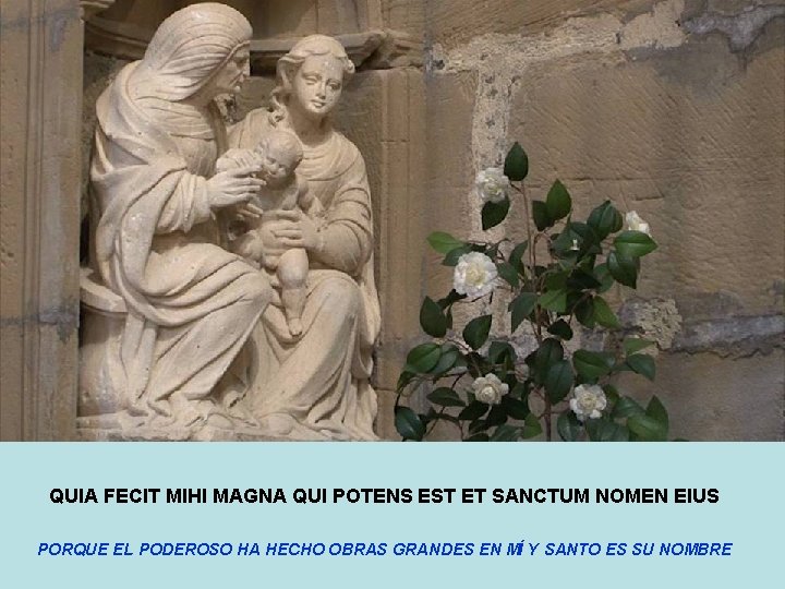QUIA FECIT MIHI MAGNA QUI POTENS EST ET SANCTUM NOMEN EIUS PORQUE EL PODEROSO