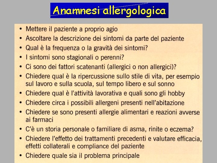 Anamnesi allergologica 