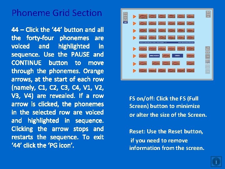 Phoneme Grid Section 44 – Click the ‘ 44’ button and all the forty-four Phoneme Grid Section 44 – Click the ‘ 44’ button and all the forty-four