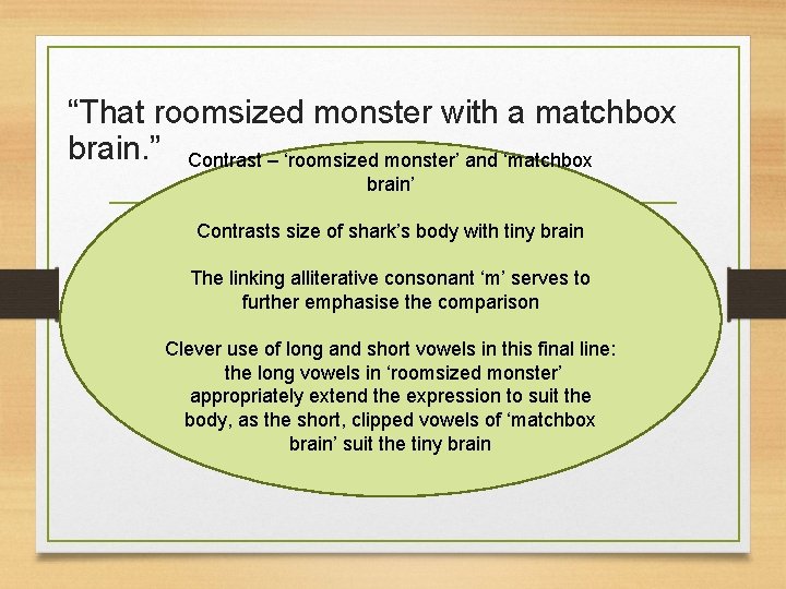 “That roomsized monster with a matchbox brain. ” Contrast – ‘roomsized monster’ and ‘matchbox