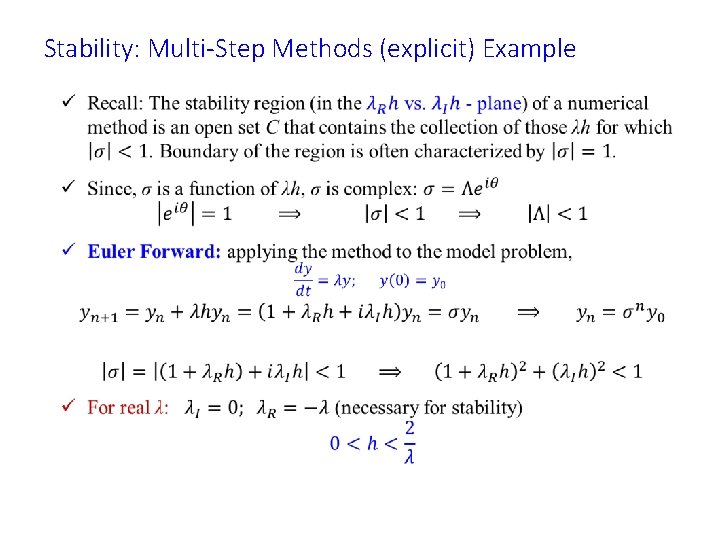 Stability: Multi-Step Methods (explicit) Example • 