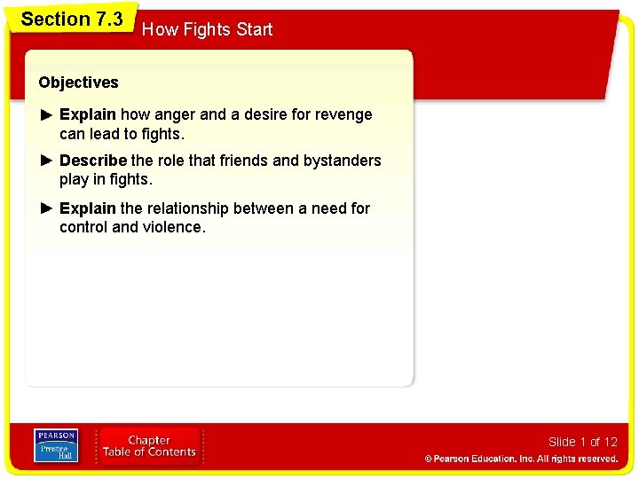 Section 7. 3 How Fights Start Objectives Explain how anger and a desire for