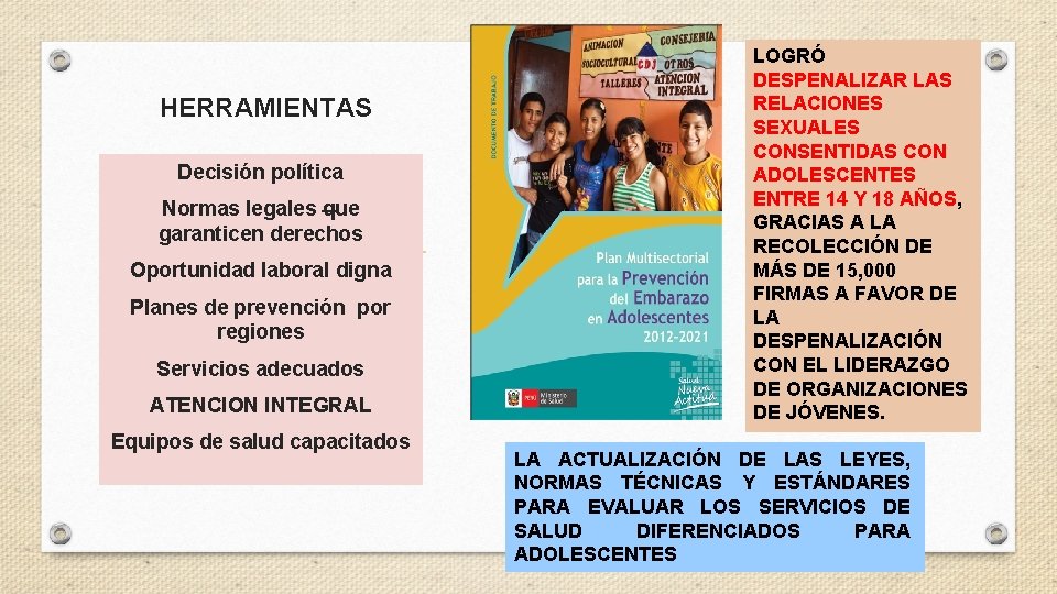 HERRAMIENTAS Decisión política Normas legales que garanticen derechos Oportunidad laboral digna Planes de prevención