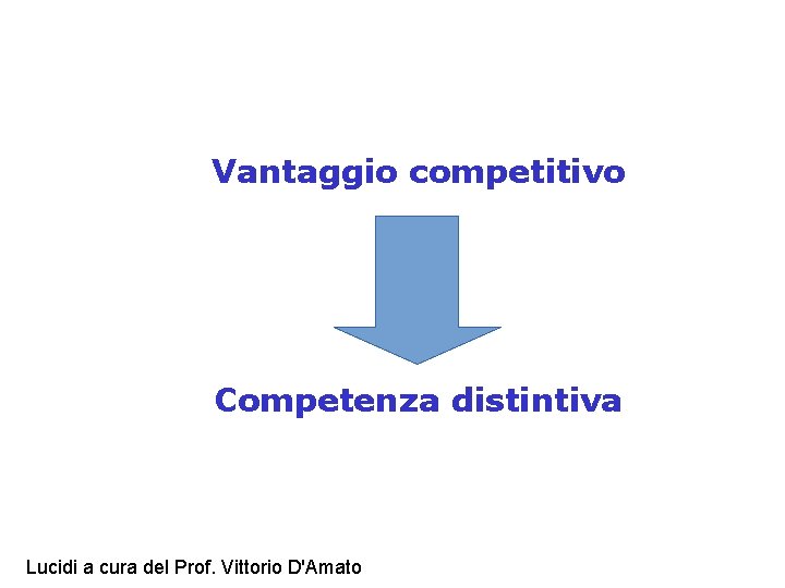 Vantaggio competitivo Competenza distintiva Lucidi a cura del Prof. Vittorio D'Amato 