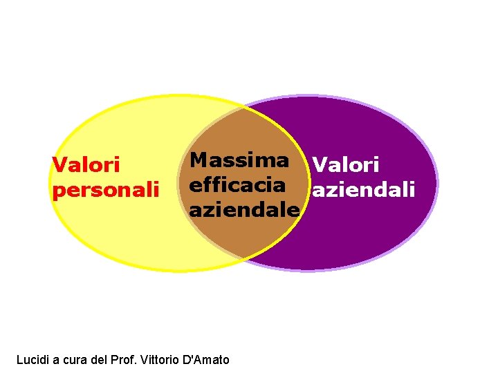 Valori personali Massima Valori efficacia aziendali aziendale Lucidi a cura del Prof. Vittorio D'Amato