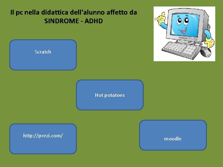 Il pc nella didattica dell’alunno affetto da SINDROME - ADHD Scratch Hot potatoes http: