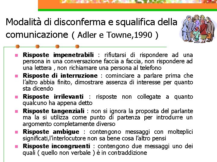 Modalità di disconferma e squalifica della comunicazione ( Adler e Towne, 1990 ) n