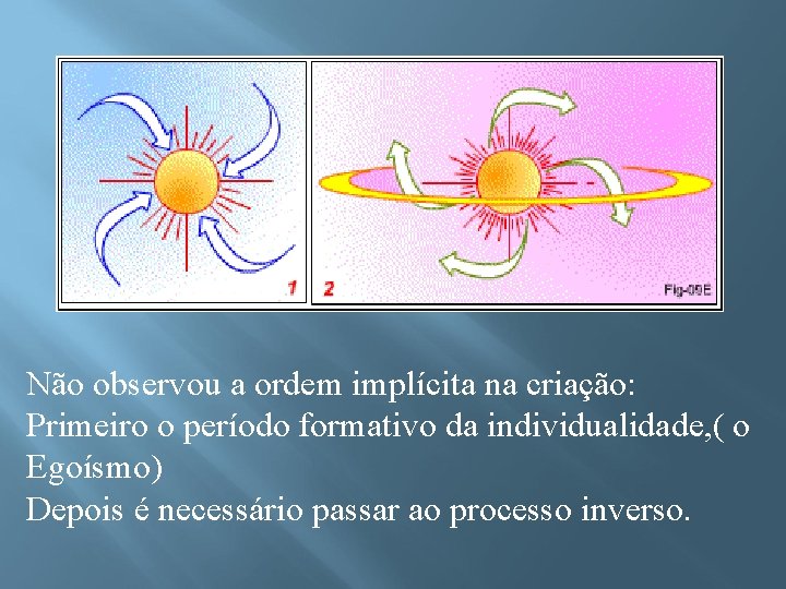 Não observou a ordem implícita na criação: Primeiro o período formativo da individualidade, (