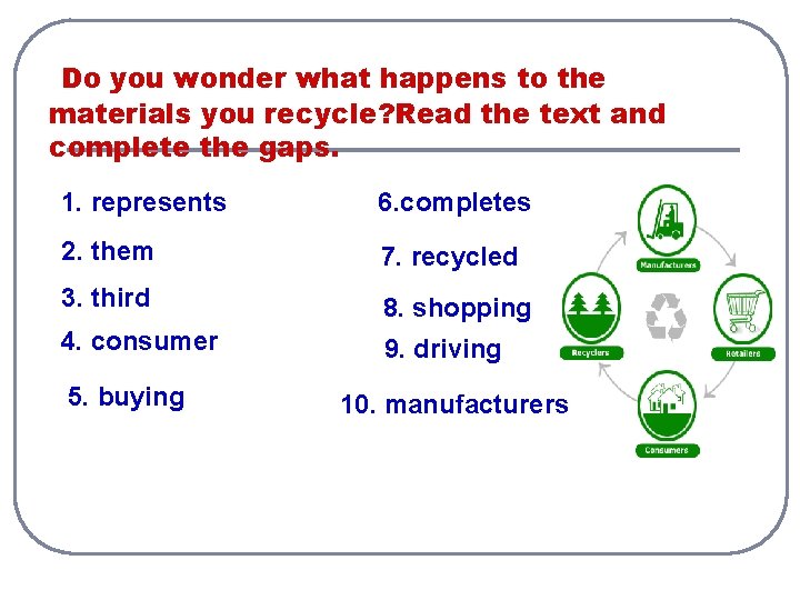 Do you wonder what happens to the materials you recycle? Read the text and