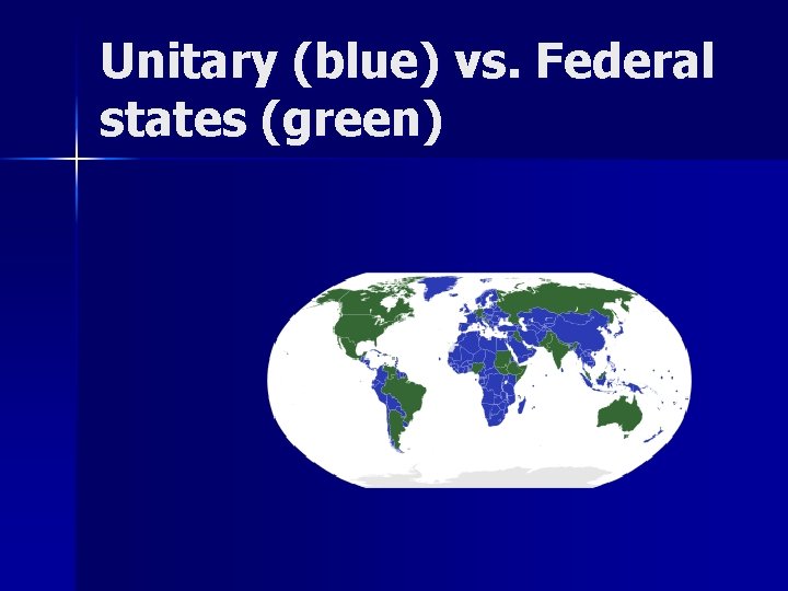 Unitary (blue) vs. Federal states (green) 