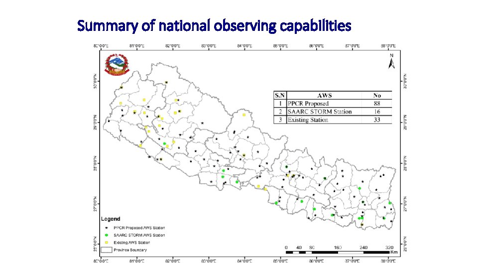 Summary of national observing capabilities 
