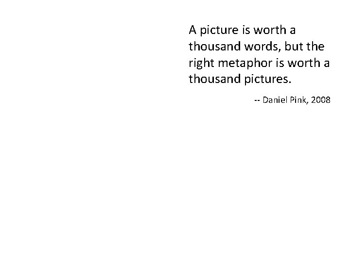 A picture is worth a thousand words, but the right metaphor is worth a