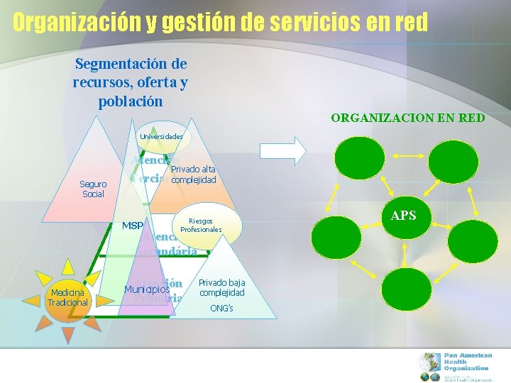 Organización y gestión de servicios en red Segmentación de recursos, oferta y población ORGANIZACION