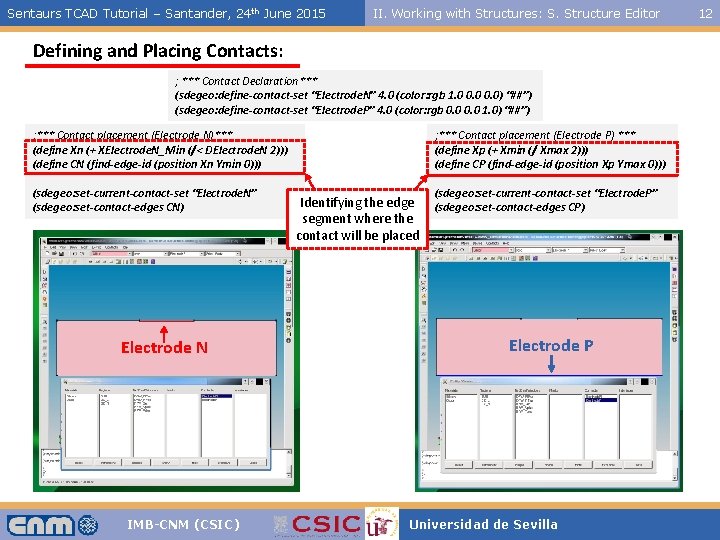 Sentaurs TCAD Tutorial – Santander, 24 th June 2015 II. Working with Structures: S.