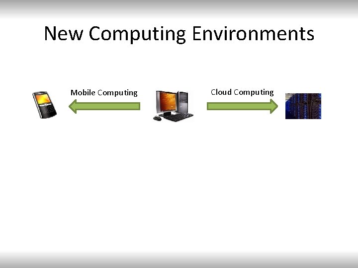 New Computing Environments Mobile Computing Cloud Computing 