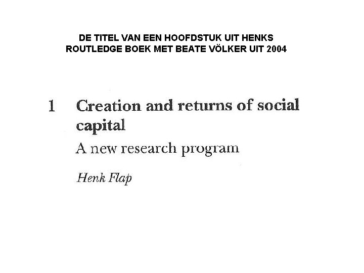 DE TITEL VAN EEN HOOFDSTUK UIT HENKS ROUTLEDGE BOEK MET BEATE VÖLKER UIT 2004