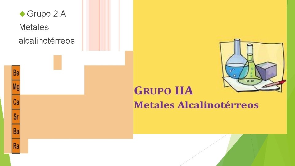  Grupo 2 A Metales alcalinotérreos 