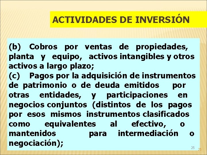 ACTIVIDADES DE INVERSIÓN (b) Cobros por ventas de propiedades, planta y equipo, activos intangibles