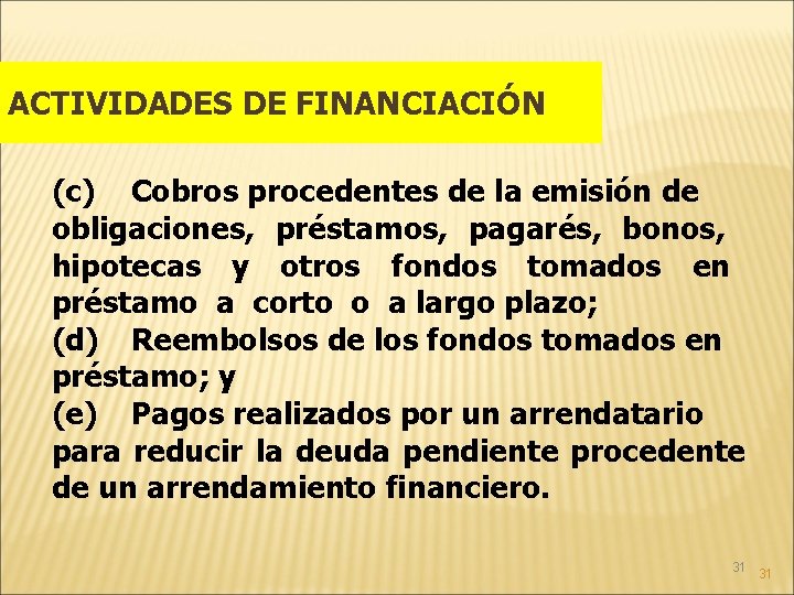 ACTIVIDADES DE FINANCIACIÓN (c) Cobros procedentes de la emisión de obligaciones, préstamos, pagarés, bonos,