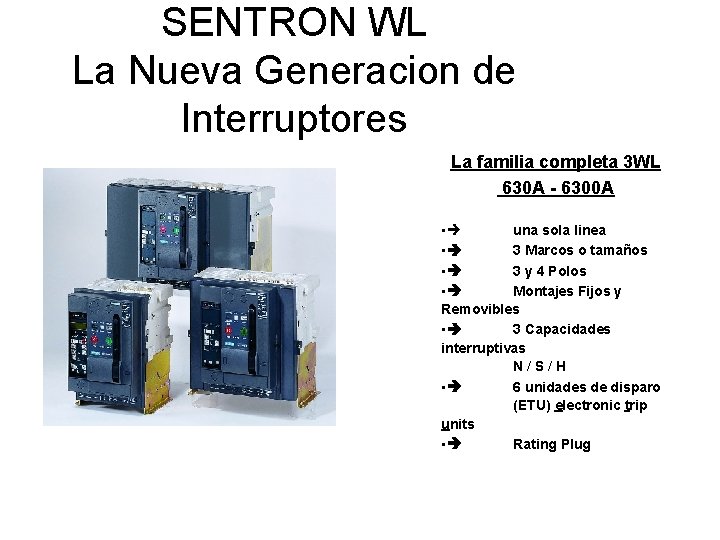 SENTRON WL La Nueva Generacion de Interruptores La familia completa 3 WL 630 A