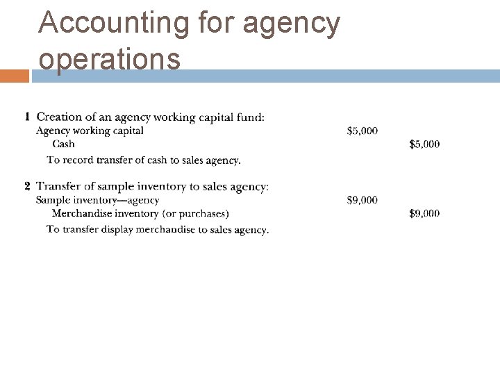 Accounting for agency operations Accounting for agency operations