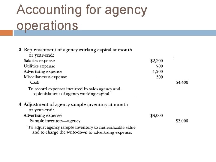 Accounting for agency operations Accounting for agency operations