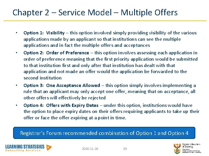 Chapter 2 – Service Model – Multiple Offers • • Option 1: Visibility –