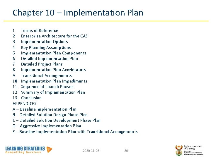 Chapter 10 – Implementation Plan 1 Terms of Reference 2 Enterprise Architecture for the