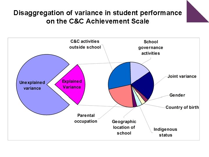 Disaggregation of variance in student performance on the C&C Achievement Scale 