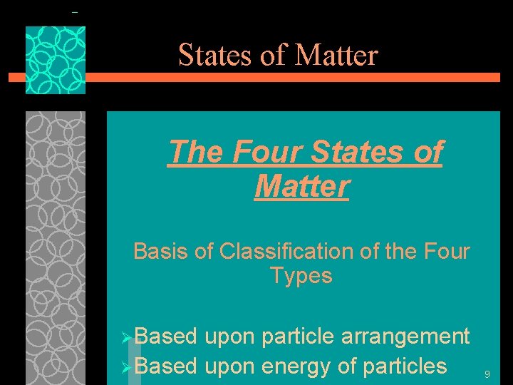 States of Matter The Four States of Matter Basis of Classification of the Four