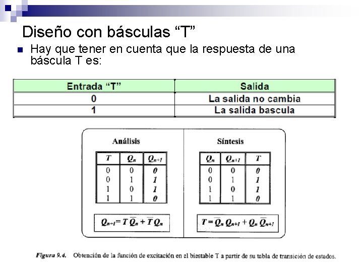 Diseño con básculas “T” n Hay que tener en cuenta que la respuesta de