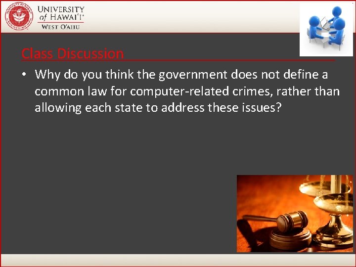 Class Discussion • Why do you think the government does not define a common Class Discussion • Why do you think the government does not define a common