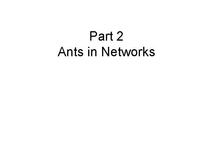 Part 2 Ants in Networks 