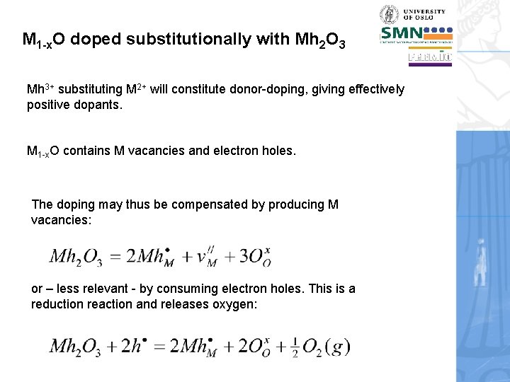 M 1 -x. O doped substitutionally with Mh 2 O 3 Mh 3+ substituting